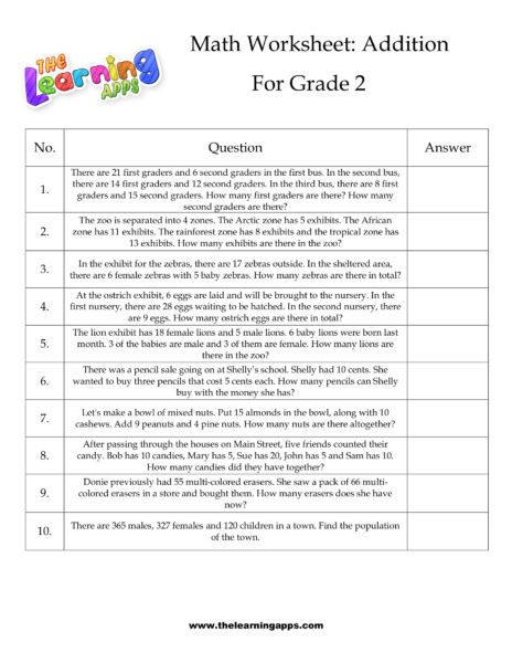 Grade 2 Addition Sheet 09