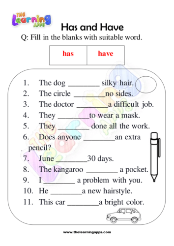 Has and Have Worksheets 07