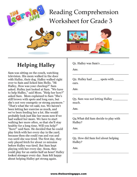 Helping Halley Comprehension Worksheet