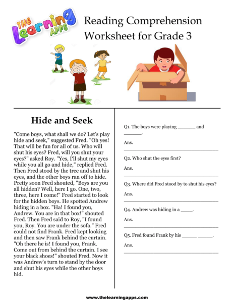 Hide and Seek Comprehension Worksheet