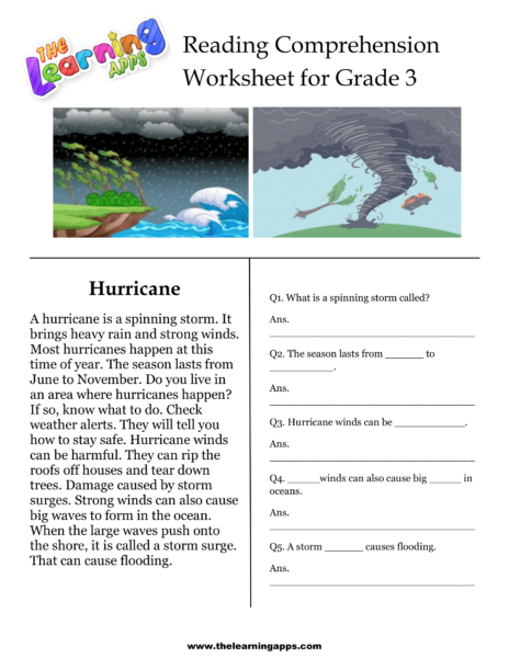 Hurricane Comprehension Worksheet