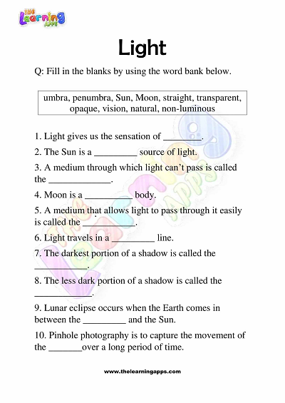 Light-Worksheets-Grade-3-Activity-1
