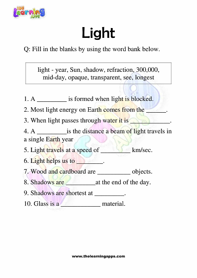 Light-Worksheets-Grade-3-Activity-2