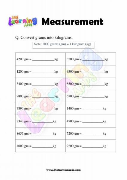 Measurement Worksheet - Grade 2 - Activity 2