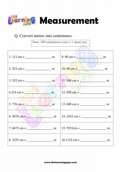 Measurement Worksheet - Grade 2 - Activity 5