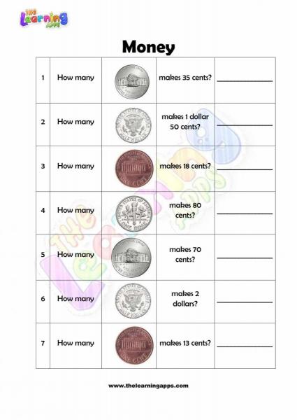 Money Worksheet - Grade 2 - Activity 1