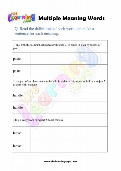 Multiple Meaning Words - Grade 2 - Activity 2