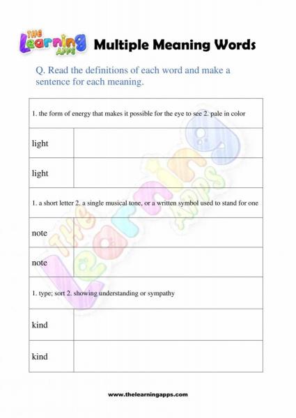 Multiple Meaning Words - Grade 2 - Activity 3