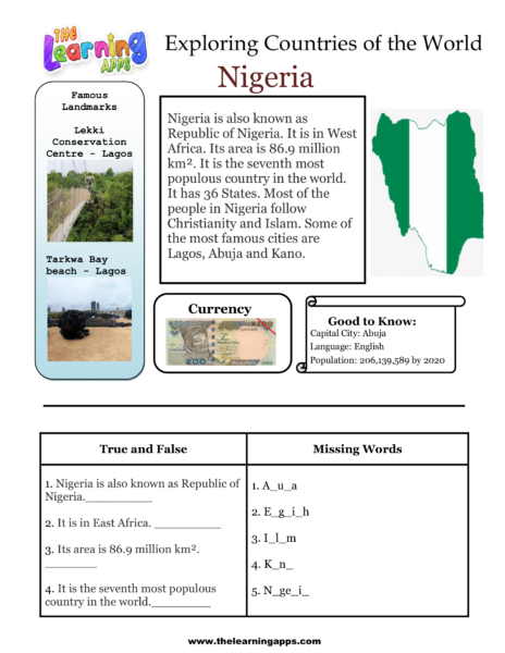 Nigeria-Arbeitsblatt