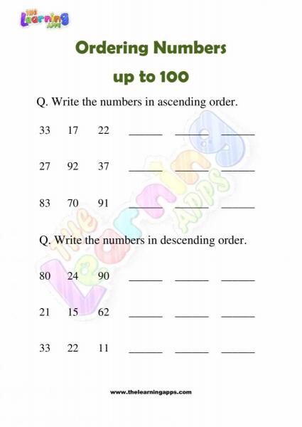 Ordenar Números - Grado 3 - Actividad 7