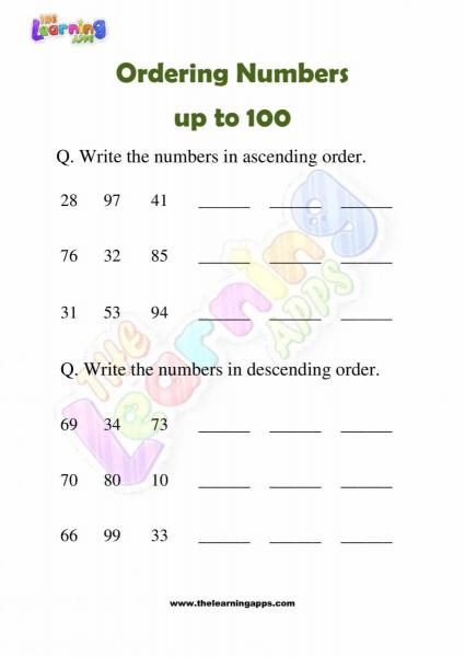 Ordenar Números - Grado 3 - Actividad 8