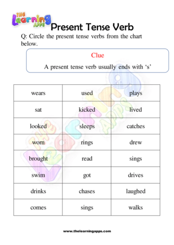 Present Tense Verb Worksheet 10