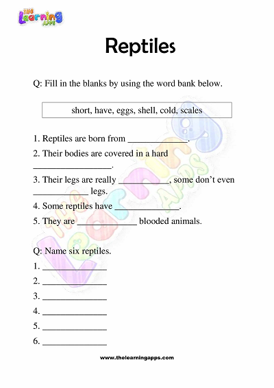 Reptiles Worksheets for Grade 3 – Activity 1