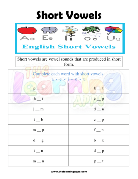 Short vowels Worksheet 07