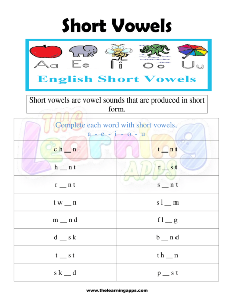 Short vowels Worksheet 08