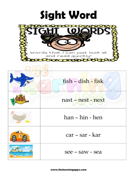Sight Word Worksheet 01