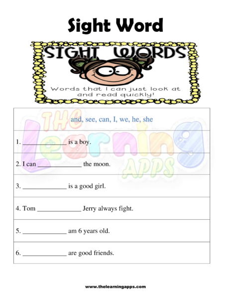 Sight Word Worksheet 10