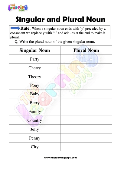 Singolare e plurale Noun-Worksheets-Grade-3-Activity-7