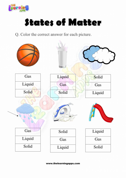 States of Matter Worksheet for Grade Two Activity 02