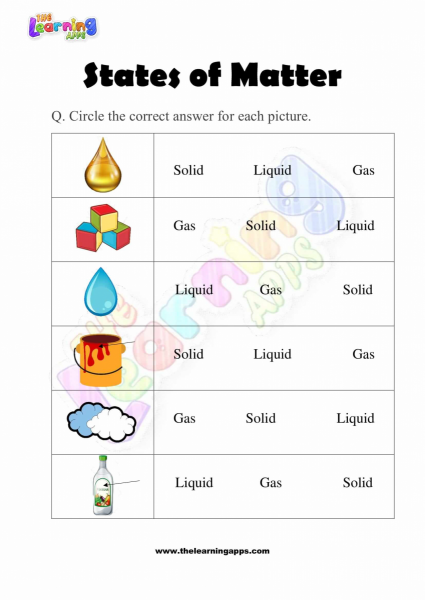 States of Matter Worksheet for Grade Two Activity 08