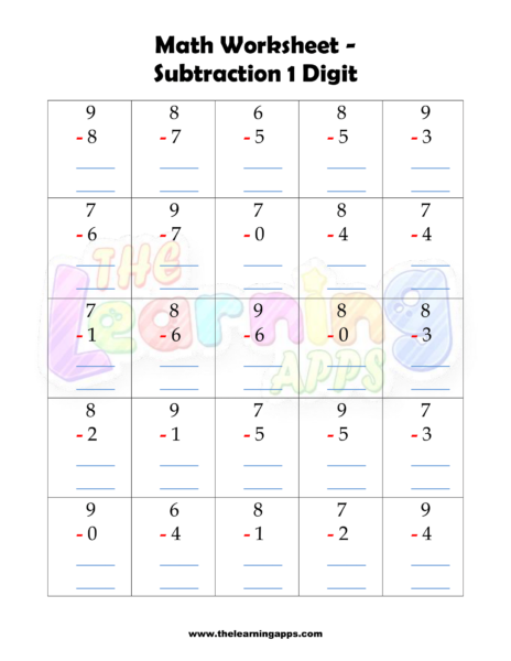 Subtraction Worksheet 2