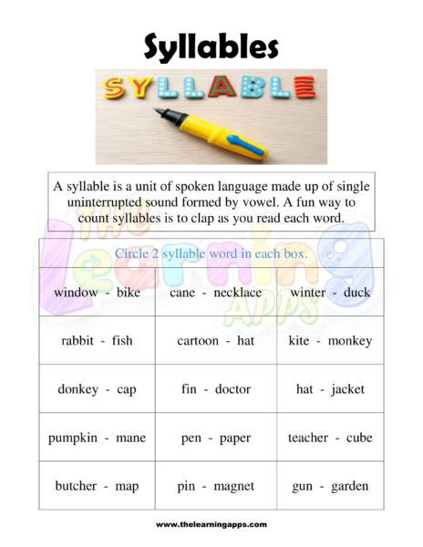 Syllable Worksheet 05