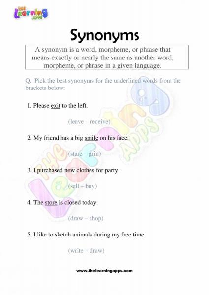 Synonyms - Grade 2 - Activity 5