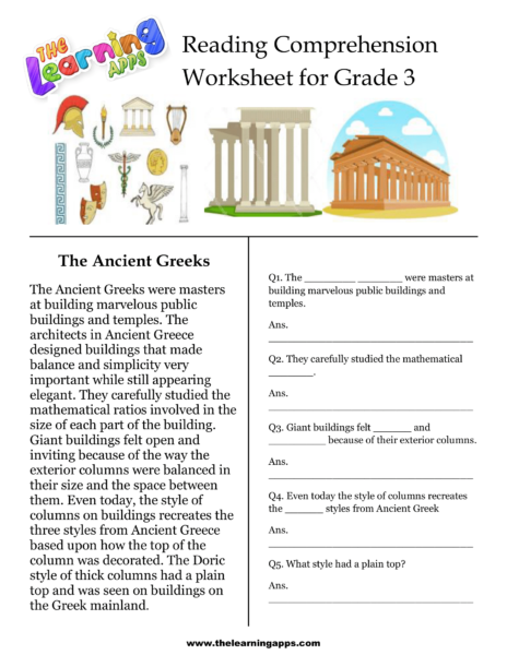 Het werkblad Begrijpen van de oude Grieken