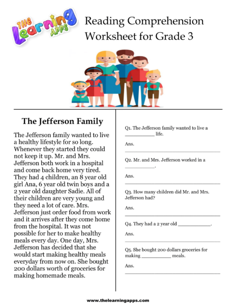 Het werkblad voor begrip van de familie Jefferson