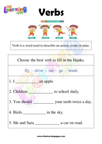 verb worksheet for grade 1
