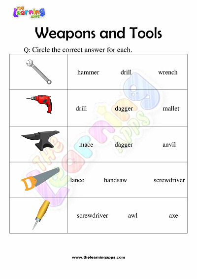 Weapons-and-Tools-Worksheets-for-Grade 3-Activity-4