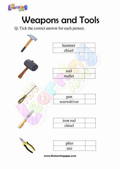 Weapons-and-Tools-Worksheets-for-Grade 3-Activity-9