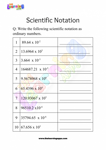 Arbeitsblatt zur wissenschaftlichen Notation Klasse 3-03