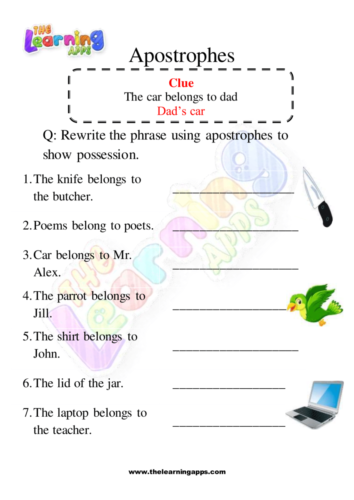 Apostrophe Worksheet For Grade 1-5