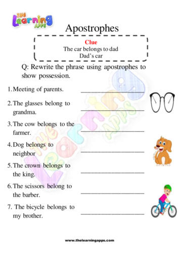 Apostrophe Worksheet For Grade 1-6