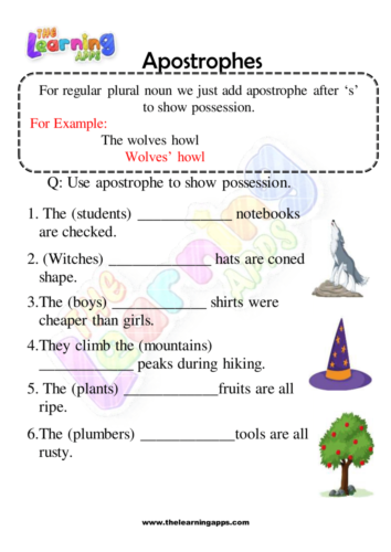 Apostrophe Worksheet For Grade 1-7