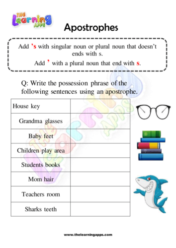 Apostrophe Worksheet For Grade 1-8