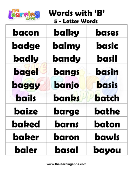 Words that Start with B for Kids  Words that Begin with B