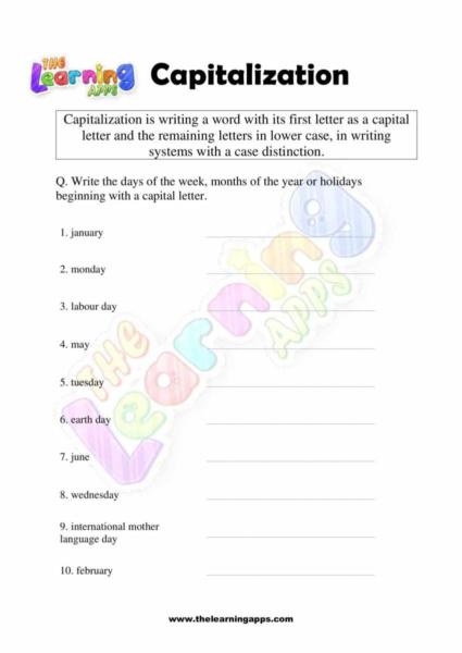 Capitalization Worksheet 01
