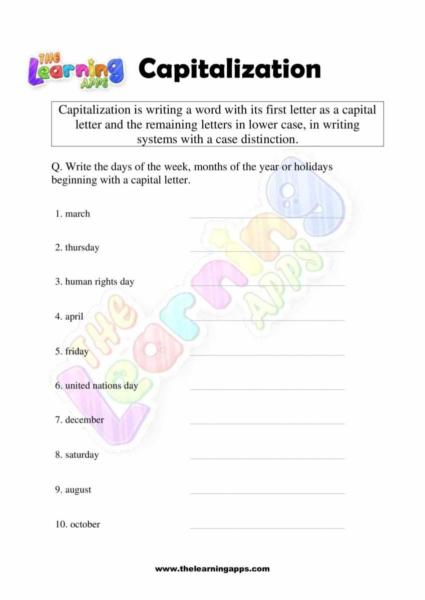 Capitalization Worksheet 02