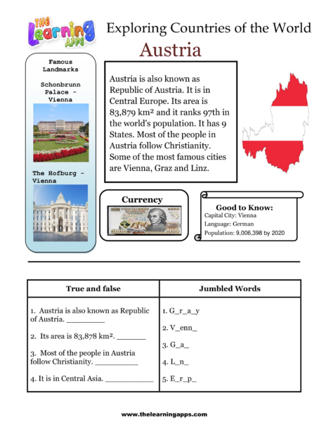 Countries Worksheet Austria-1