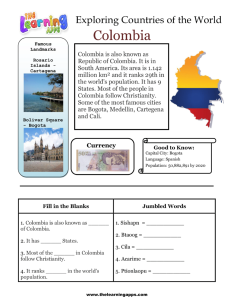 Countries Worksheet Colombia-1