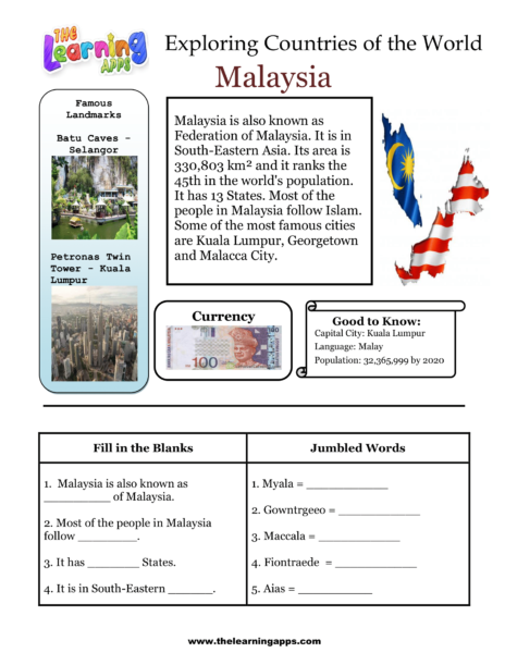 Countries Worksheet Malaysia-1