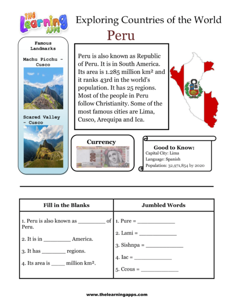 Countries Worksheet Peru-1
