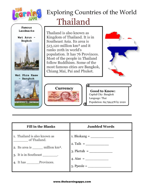 Countries Worksheet Thailand-1