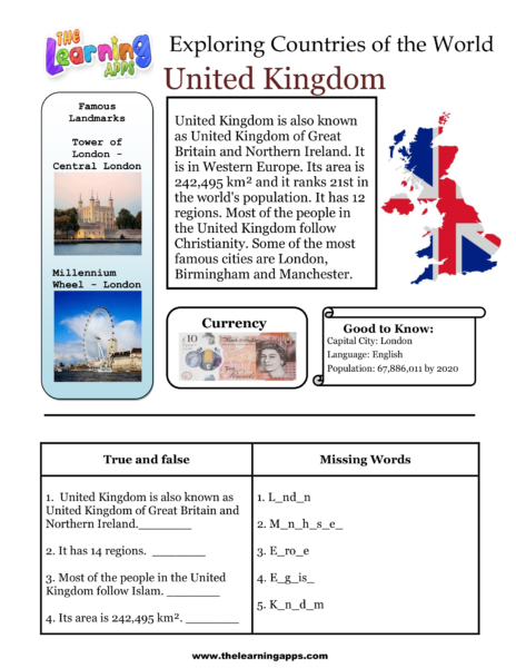 Countries Worksheet United Kingdom-1