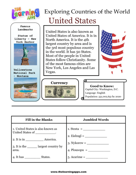 Countries Worksheet United States-1