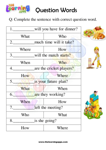 Question Word Worksheet 07