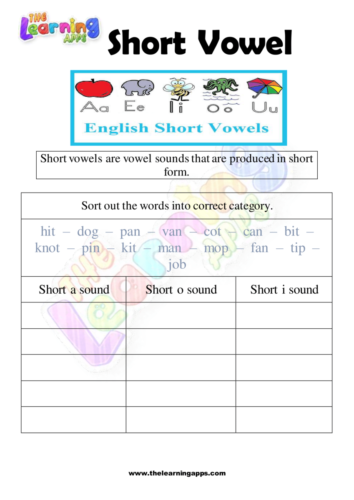 Short Vowel Worksheets 02