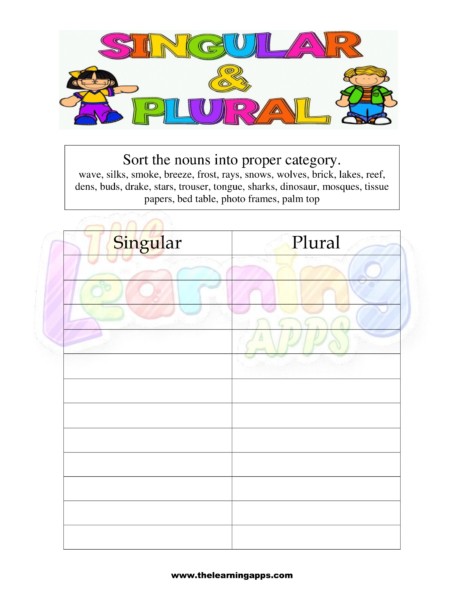 Singular - Plural Sorting 10